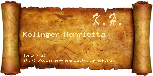 Kolinger Henrietta névjegykártya